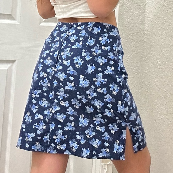 Vintage Y2k Route 66 Navy Floral Skirt - Picture 4 of 10